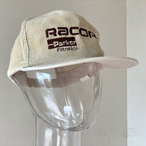 vintage 80s tan corduroy snap-back hat RACOR